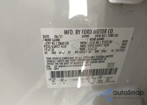 2011 Ford Edge Se из США, поврежденный, VIN 2FMDK3GC5BBB59073